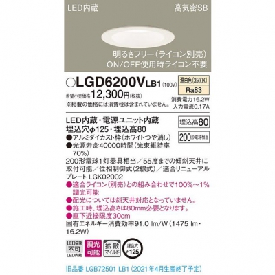 ѥʥ˥å LED饤 125  8H ⵤ̩SB Ȼ Ĵ LGD6200VLB1