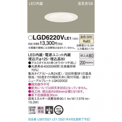 ѥʥ˥å LED饤 125  8H ⵤ̩SB  LGD6220VLE1