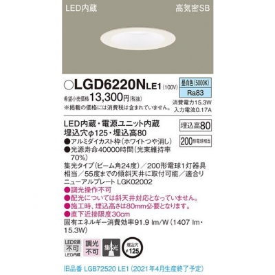 ѥʥ˥å LED饤 125  8H ⵤ̩SB  LGD6220NLE1