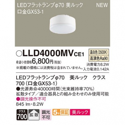 LEDフラットランプ 温白色 美ルック 拡散 φ70