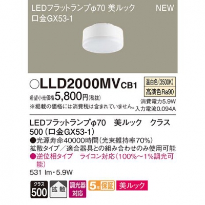 LEDフラットランプ 温白色 美ルック 拡散 調光 φ70