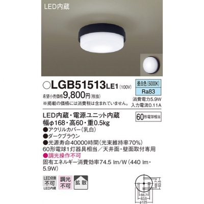 ѥʥ˥å LED󥰥饤  ŷ桦ľշ Ȼ LGB51513LE1