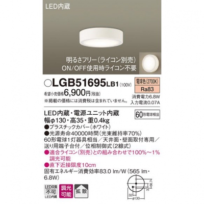 ѥʥ˥å LED󥷡 ŵ忧 ŷ桦ľշ Ȼ Ĵ LGB51695LB1