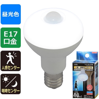LED電球 レフランプ形 E17 40形相当 人感・明暗センサー付 昼光色 [品番]06-3414