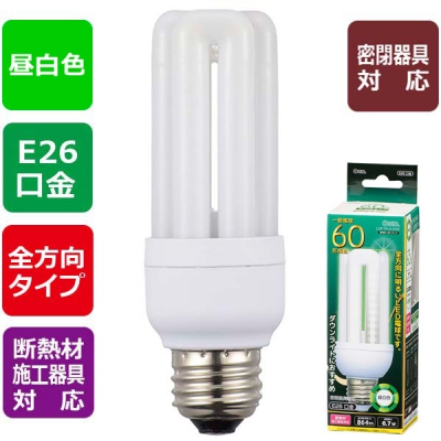 LED電球 D形 E26 60形相当 昼白色 [品番]06-1681
