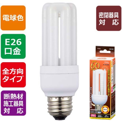 LED電球 D形 E26 60形相当 電球色 [品番]06-1679