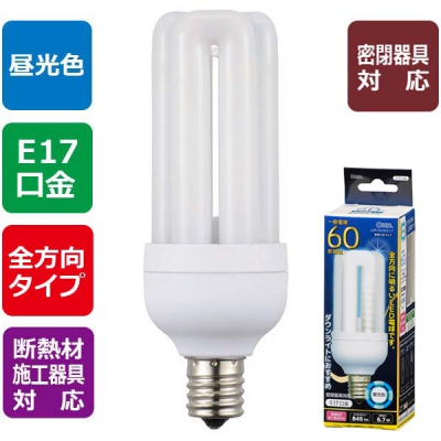 LED電球 D形 E17 60形相当 昼光色 [品番]06-1673