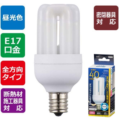 LED電球 D形 E17 40形相当 昼光色 [品番]06-1671