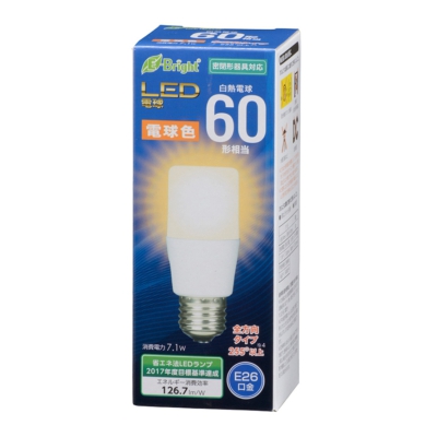 オーム電機 LED電球 T形 E26 60形相当 電球色 [品番]06-3607 LDT7L-G AG20 画像2