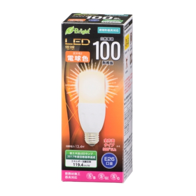 オーム電機 LED電球 T形 E26 100形相当 電球色 [品番]06-3127 LDT13L-G IS20 画像2