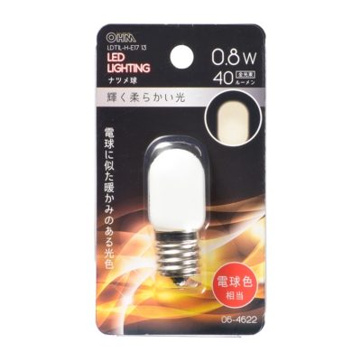 LEDナツメ球装飾用 T20/E17/0.8W/40lm/電球色 [品番]06-4622