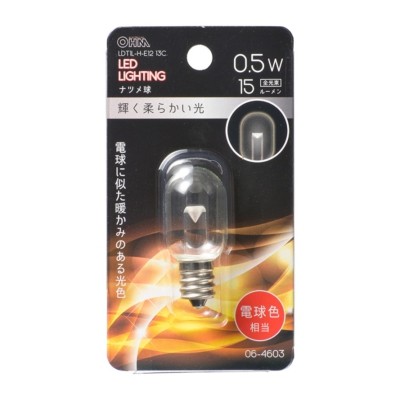 LEDナツメ球装飾用 T20/E12/0.5W/15lm/クリア電球色 [品番]06-4603