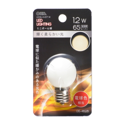 LEDミニボール球装飾用 G30/E17/1.2W/65lm/電球色 [品番]06-4628
