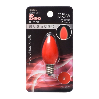 LEDローソク球装飾用 C7/E12/0.5W/2lm/赤色 [品番]06-4617