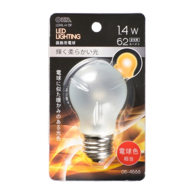 オーム電機 LED電球装飾用 PS/E26/1.4W/62lm/フロスト電球色 [品番]06-4688 LDA1L-H 13F