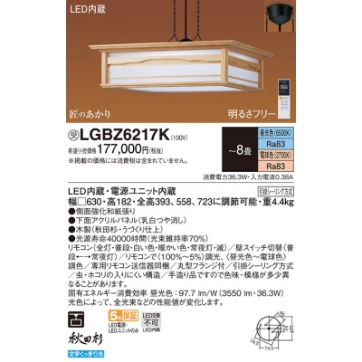 ѥʥ˥å ŷ߲ LED(ŵ忧) ڥ ̩ġݥ ѥͥշ 8 LGBZ6217K