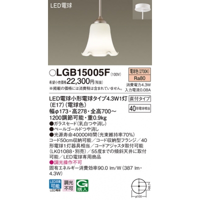 ѥʥ˥å ŷ߲ LED(ŵ忧) ˥ѥڥ 40ŵ1(ȼ濴60ŵ1)饹ɥסľե LEDŵ򴹷 Ǯŵ401 LGB15005F