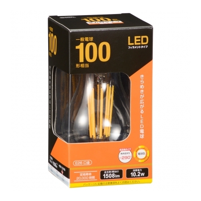 LED電球 フィラメントタイプ電球 E26 100形相当 電球色 [品番]06-3457