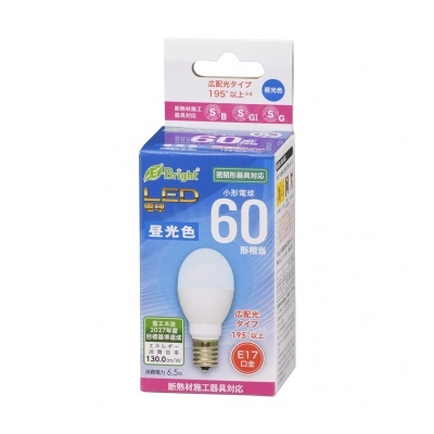 LED電球 小形 E17 60形相当 昼光色 [品番]06-4806