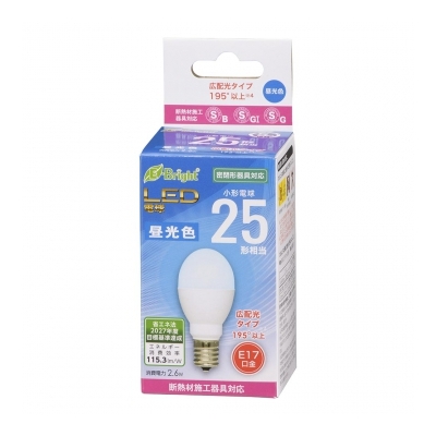 LED電球 小形 E17 25形相当 昼光色 [品番]06-4802