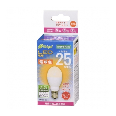 LED電球 小形 E17 25形相当 電球色 [品番]06-4801
