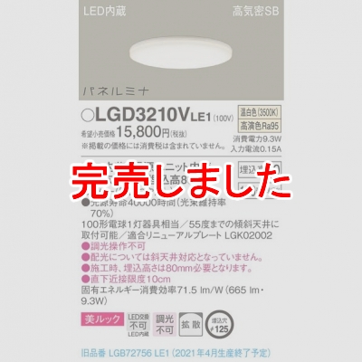 ѥʥ˥å LED饤 125  8H ⵤ̩SB Ȼ ѥͥߥ å LGD3210VLE1