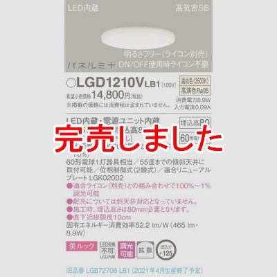 ѥʥ˥å LED饤 125  8H ⵤ̩SB Ȼ Ĵ ѥͥߥ å LGD1210VLB1