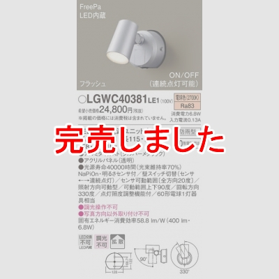 ѥʥ˥å LEDݥåȥ饤 ŵ忧 ľշ Ȼ ɱ FreePa եå ON/OFF 뤵 ѥͥշ LGWC40381LE1