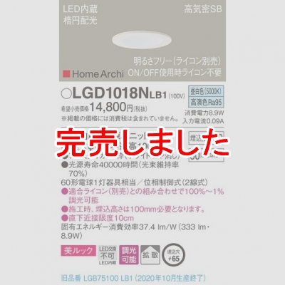 ѥʥ˥å LED١饤 10Hⵤ̩SBȻʱ۸ Ĵ 65  å LGD1018NLB1